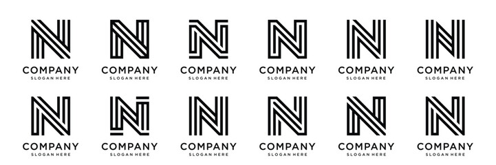 collection abstract letter N logo design. logotype N design with black color