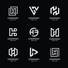 Set of abstract initial letter H logo templates. icons for business of fashion, digital, technology