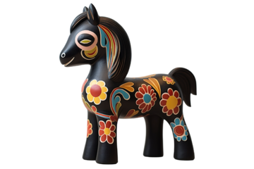 12 animal designations: a figurine of a lovely horse baby, Very cute with a smile on the face with colorful designs, Chinese traditional folk mud dog art style, in the style of woodcarvings