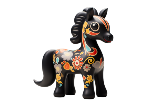 12 animal designations: a figurine of a lovely horse baby, Very cute with a smile on the face with colorful designs, Chinese traditional folk mud dog art style, in the style of woodcarvings