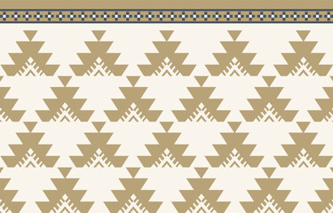 Ethnic tribal Aztec beige background. Seamless tribal triangle pattern, folk embroidery, tradition geometric Aztec ornament. Tradition Native and Navaho design for fabric, textile, print, rug, paper