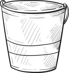 iron pail handdrawn illustration