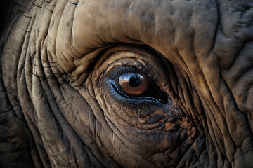 Mesmerizing close-up of elephant's eyes, front and center, making for compelling banner image. Direct gaze creates strong emotional connection, while copy space. Generative AI.
