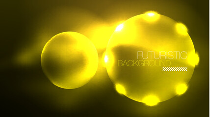 Neon glowing circles, magic energy space light concept, abstract background wallpaper design