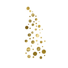 Watercolor Christmas gold balls tree outline isolated on white