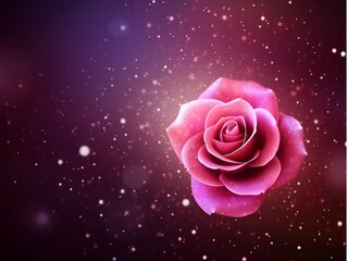 pink rose in banner background, bokeh, AIgenerated 