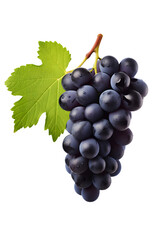 Fototapeta premium Grapes bunch with leaf isolated on transparent