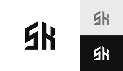 Letter SK initial with house shape logo design