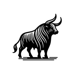Bull Logo Monochrome Design Style - obrazy, fototapety, plakaty