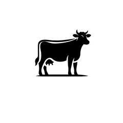 Cow Logo Monochrome Design Style - obrazy, fototapety, plakaty