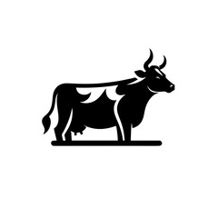 Cow Logo Monochrome Design Style - obrazy, fototapety, plakaty
