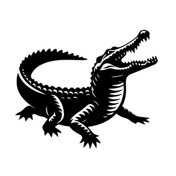 Crocodile Logo Monochrome Design Style