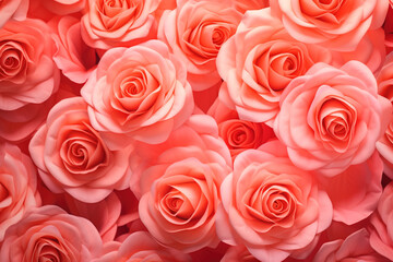 Beautiful pink colored rose flowers petals background using generative AI  