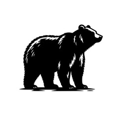 Grizzly Bear Logo Monochrome Design Style