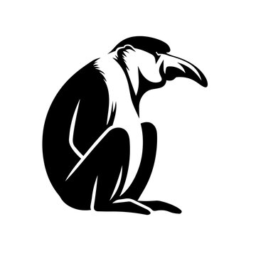 Proboscis Monkey Logo Monochrome Design Style