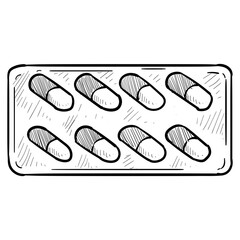 pill medicine handdrawn illustration