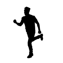 Fototapeta na wymiar Silhouette of a casual man in running pose