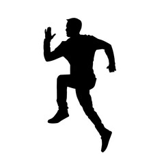 Fototapeta na wymiar Silhouette of a casual man in running pose