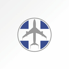 Logo design graphic concept creative abstract premium vector sign unique stock Aircraft Airplane Airline on cross. Related to transportation healthy