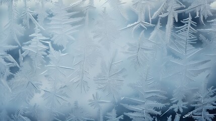 The intricate patterns formed by frost on a windowpane during a chilly winter morning. - obrazy, fototapety, plakaty