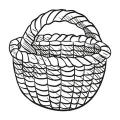 wicker basket handdrawn illustration