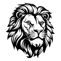 Lion Head Logo Monochrome Design Style