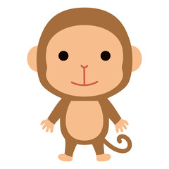 Cute monkey character. Cute animal caharacter in flat style.