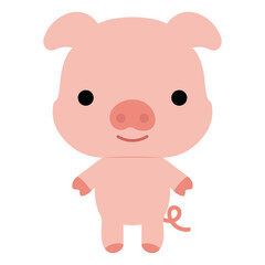 Obraz na płótnie Canvas Cute pig character. Cute animal caharacter in flat style.