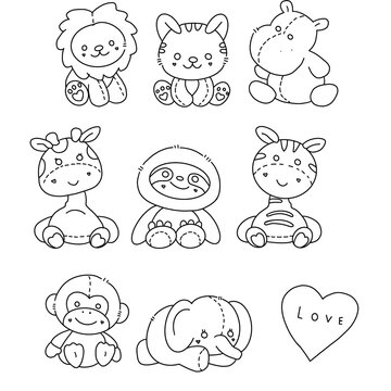 Set of drawing lines for a Animals , lines art