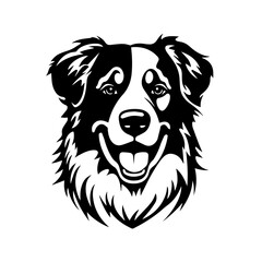 Australian Shepherd Logo Monochrome Design Style