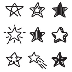 doodle set star illustration vector handrawn style