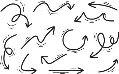 doodle set of hand drawn arrows .Vector doodle design elements. Illustration on a white background for business infographics, banners, web and concept design.
