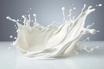 Foto op Plexiglas Milk. Splashes of milk. Generative AI. © Oksana