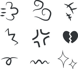 doodle set, doodle cartoon effect, circle and curve vector. Hand drawn design elements isolated on white background for infographics. vector illustration.