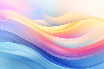 Abstract pastel colorful wave with blue, pink, yellow curvy lines and fluid swirls background