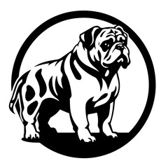 English Bulldog Logo Monochrome Design Style - obrazy, fototapety, plakaty