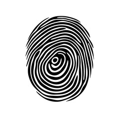 Fingerprint Logo Monochrome Design Style - obrazy, fototapety, plakaty