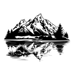 Grand Teton National Park Logo Monochrome Design Style - obrazy, fototapety, plakaty