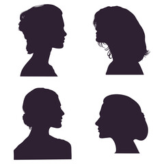 Collection of Woman Head Silhouette. With Different Shapes. Isolated Vector Icon.