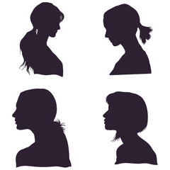 Collection of Woman Head Silhouette. With Different Shapes. Isolated Vector Icon.