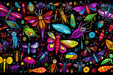 colorful insect doodle - obrazy, fototapety, plakaty