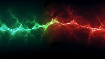 Lightning or flash, gradient from red to green, dark background