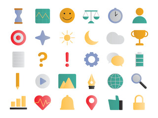 icon set vector, simple flat element icon, UI, poster, banner, social media