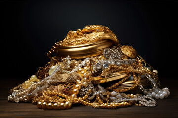 pile of gold and jewelry - Powered by Adobe