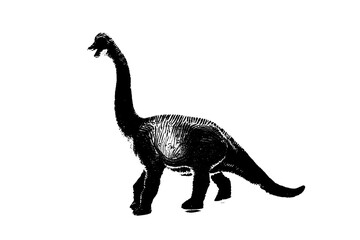 black dinosaur silhouette isolated on white background, model of dinosaurs toys