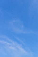 beautiful blue sky and white fluffy cloud with sunrise in the morning, natural background