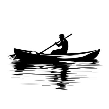 Boat Rowing Logo Monochrome Design Style