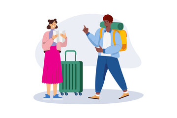 Travelling People characters Illustration concept on white background