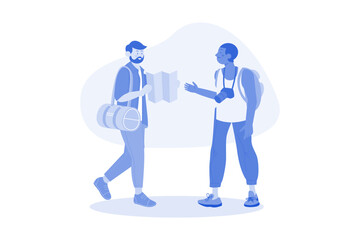 Travelling People characters Illustration concept on white background