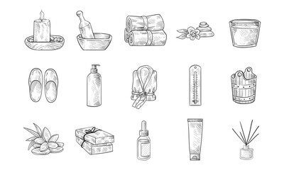 spa equipment handdrawn collection
